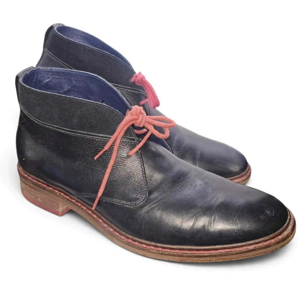 Cole Haan Black Leather Colton Chukka Boot Heavy Red Leather Sole Size 11M